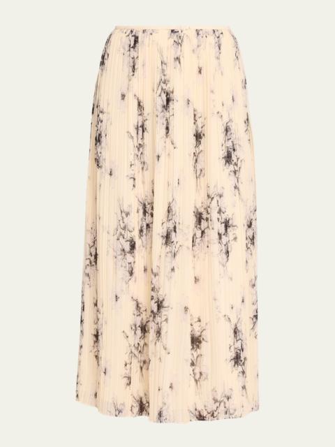 Cinq à Sept Hand-Sketched Floral Midi Skirt