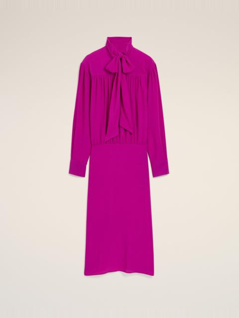 AMI Paris PURPLE MIDI LAVALLIERE SILK-BLEND DRESS