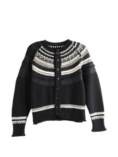 Y's fair-isle raglan-sleeve cardigan