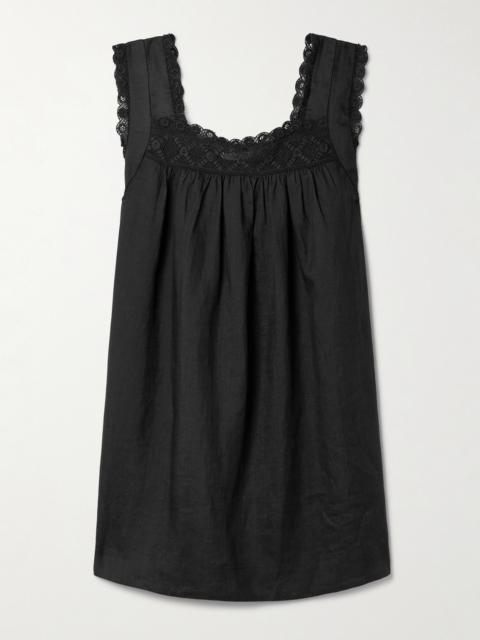 DÔEN Almadia Crochet-trimmed Ramie Mini Dress