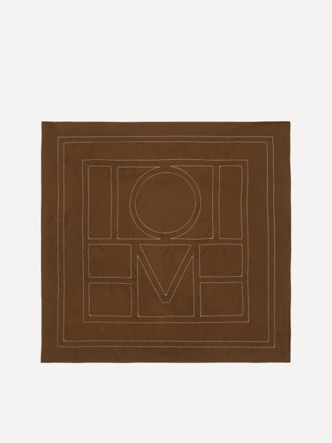 TOTEME Embroidered Monogram Mocha Silk Scarf