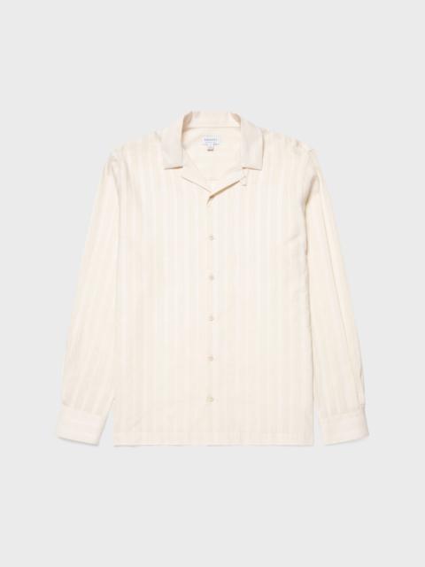 Sunspel Embroidered Stripe Long Sleeve Shirt