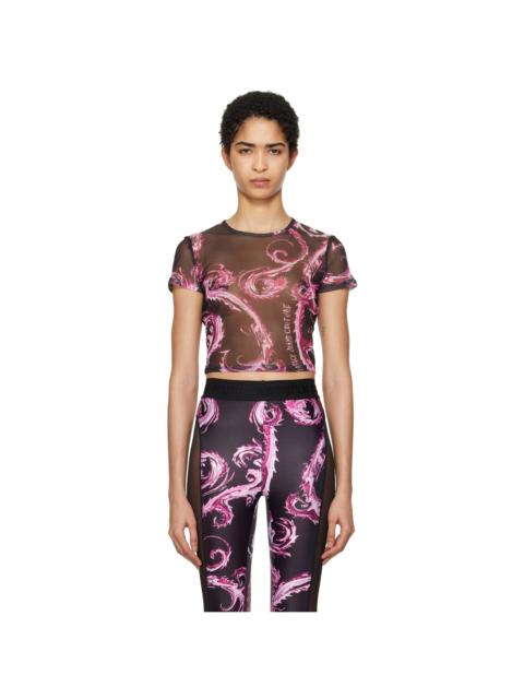 VERSACE JEANS COUTURE Black Chromo Couture Mesh Crop T-shirt