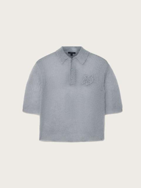 ALLSAINTS ANABEL POINTELLE EMBROIDERED POLO T-SHIRT