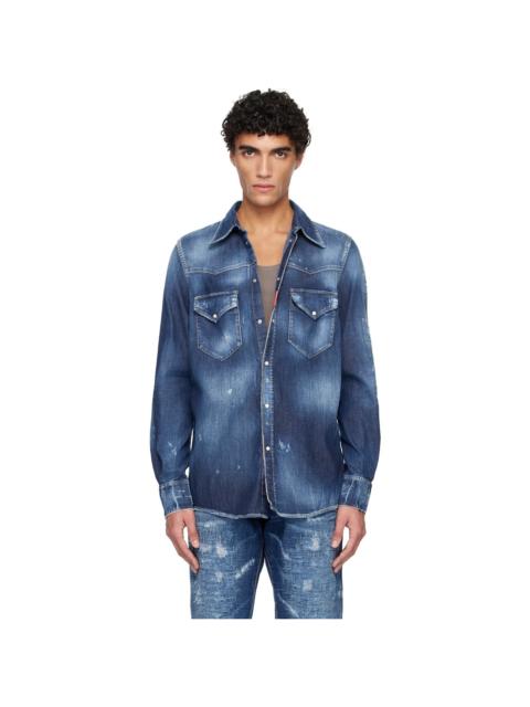 DSQUARED2 Blue Fashion Western Denim Shirt
