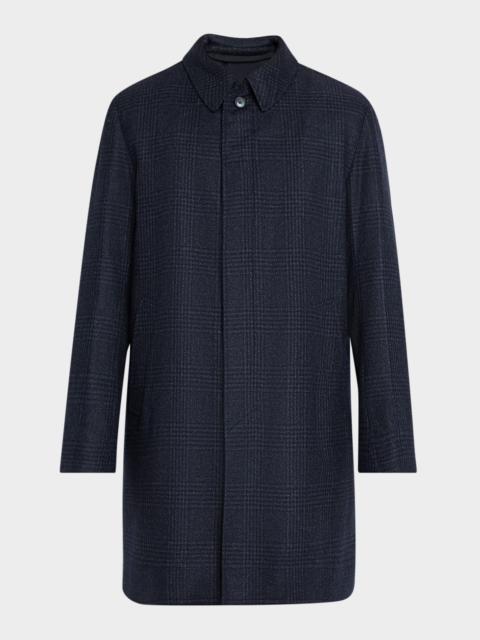 Herno Men's Plaid Wool/Silk Coat
