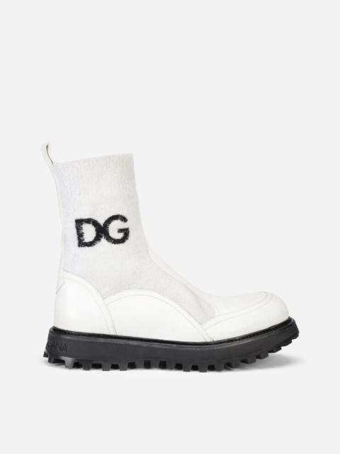 Dolce & Gabbana Horse calfskin ankle boots with branded sock
