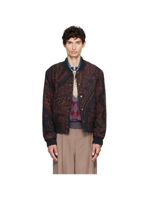 Dries Van Noten Navy Wool Bomber Jacket