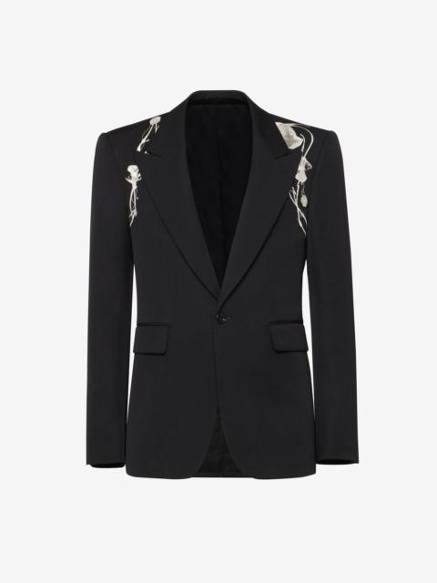 Men's Pressed Flower Harness Single-breasted Jacket in Black