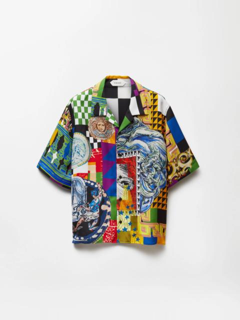 VERSACE Printed Silk Twill Regular Shirt