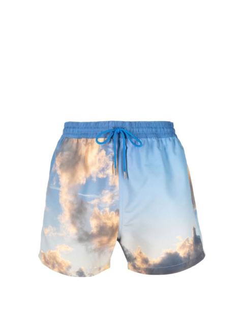 cloud-print swim shorts