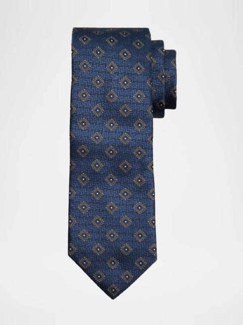 Brunello Cucinelli Men's Chevron Medallion Jacquard Silk Tie