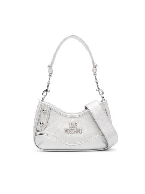 metallic logo-lettering shoulder bag