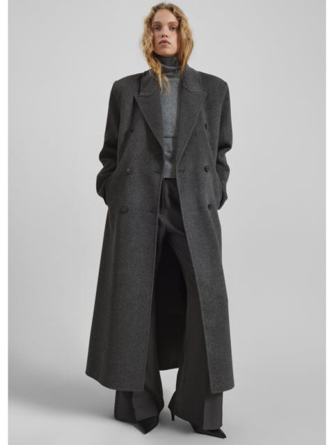 The Frankie Shop Gaia Double Breasted Coat - Dark Grey Melange