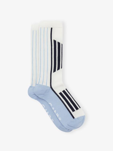 GANNI WHITE/BLUE SPORTY SOCKS