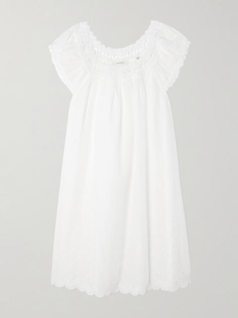 DÔEN Lelia Embroidered Lace-trimmed Organic Cotton-voile Mini Dress