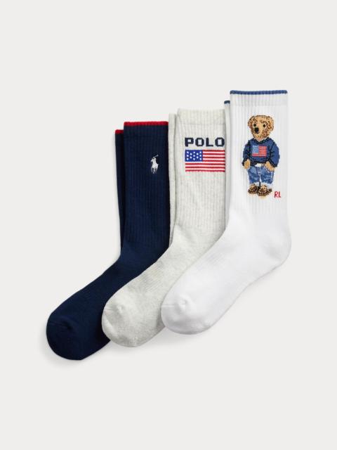 Polo Ralph Lauren Polo Bear Logo Crew Sock 3-Pack