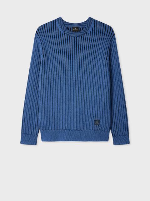 Paul Smith Blue Ribbed Cotton and Wool-Blend Sweater