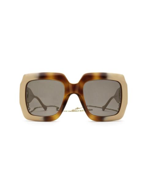 GUCCI tortoiseshell-effect oversized-frame sunglasses