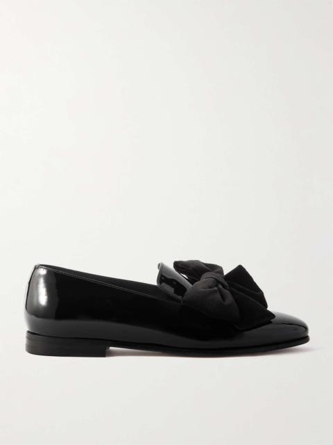 Manolo Blahnik Janser Velvet-Trimmed Patent-Leather Loafers