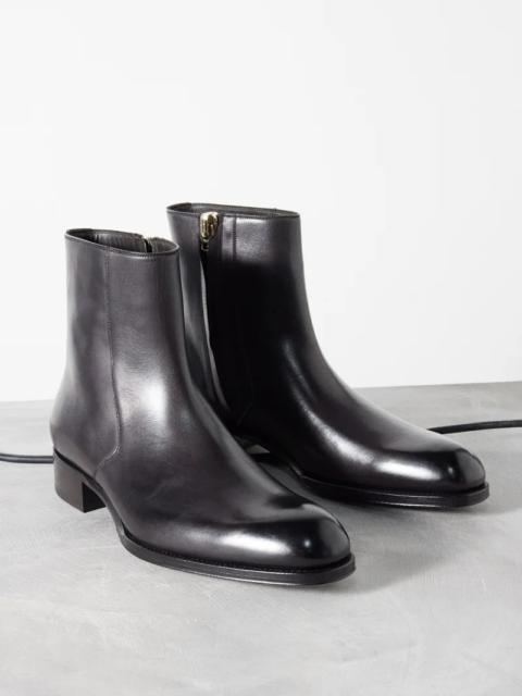 TOM FORD Edgar burnished leather zip boots