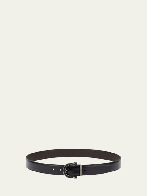 Men's Reversible Gancio-Buckle Leather Belt