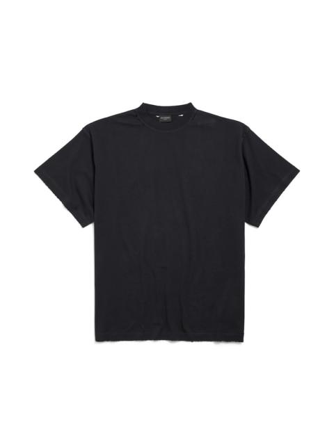BALENCIAGA Men's Security Tape Logo T-shirt Oversized in Black Faded/red
