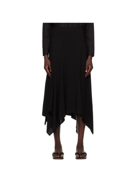 Y's Black Asymmetric Midi Skirt