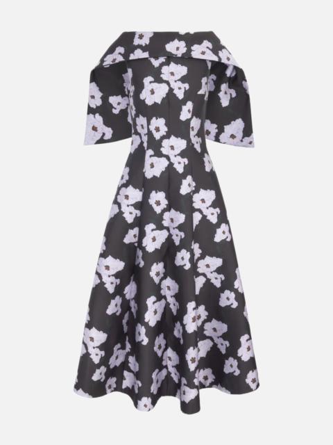 EMILIA WICKSTEAD Cyralisse Dress in Chocolate & Lilac Breezy Poppy Mikado