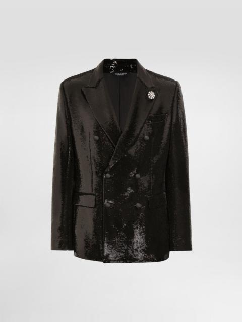 Dolce & Gabbana Double-breasted sicilia light jacket with sequins
