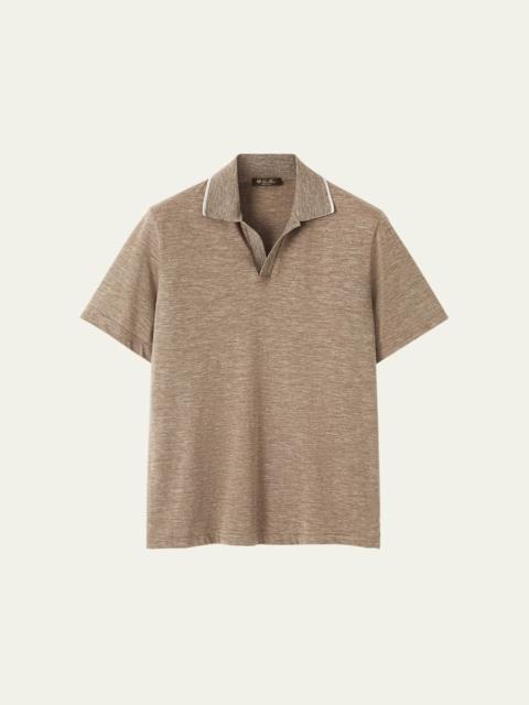 Loro Piana Men's Suraj Cashmere, Linen and Silk Johnny Collar Polo Shirt