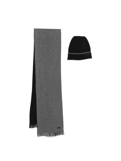 BOSS monogram-jacquard scarf set