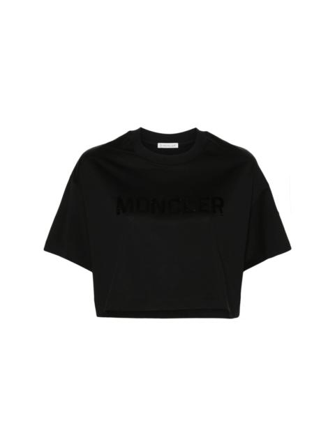 sequin-logo cropped T-shirt