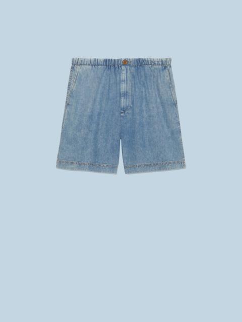 GUCCI Denim shorts with embroidery
