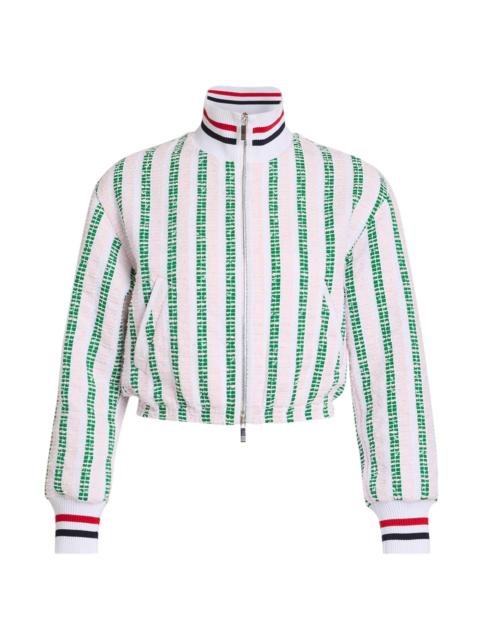 Thom Browne Women's Striped Grosgrain Tweed Jacket - Pink