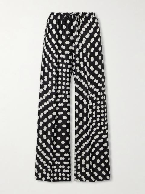 Dries Van Noten Puvis Polka-dot Satin Straight-leg Pants