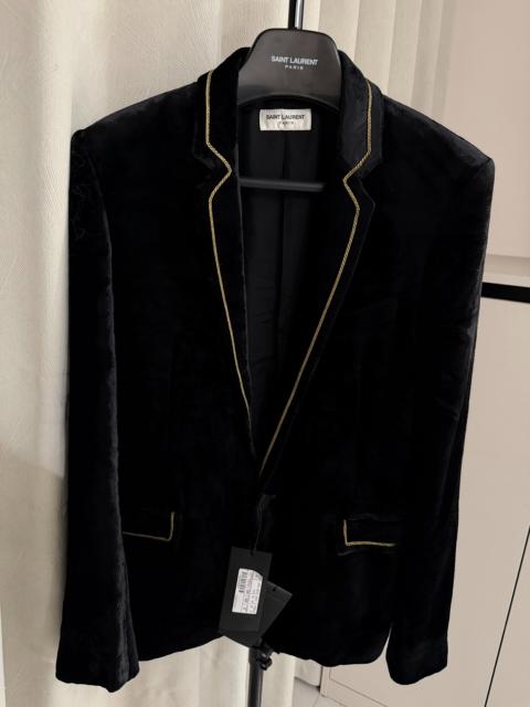 SAINT LAURENT Saint Laurent Paris FW18 Black Gold Trim Velvet Blazer