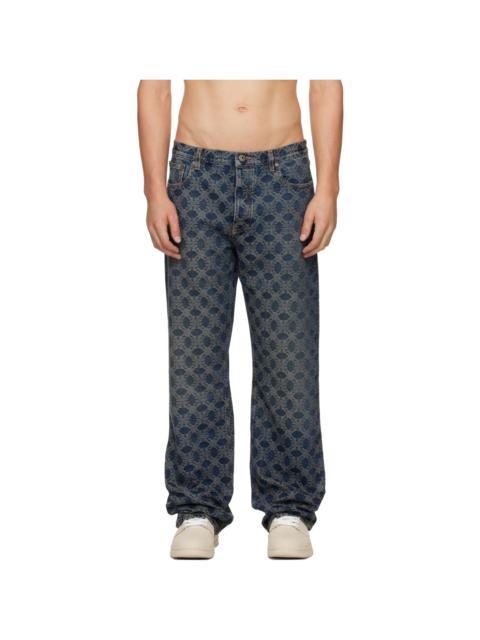 Off-White Blue Arrow Monogram Slim Relax Jeans