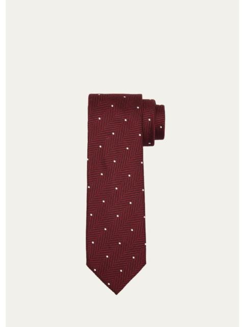 TOM FORD Men's Polka Dot Herringbone Silk Tie