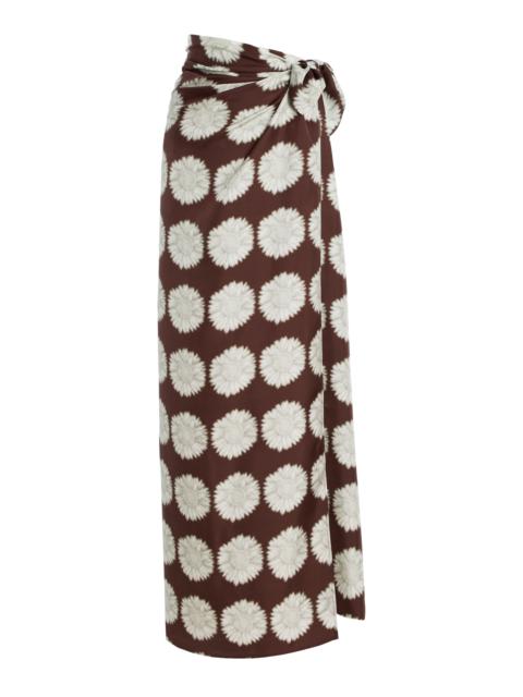 ASCENO Floral-Print Silk Sarong brown