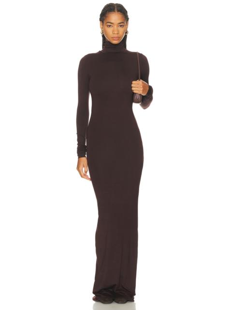 ÉTERNE Long Sleeve Turtleneck Soft Jersey Maxi Dress