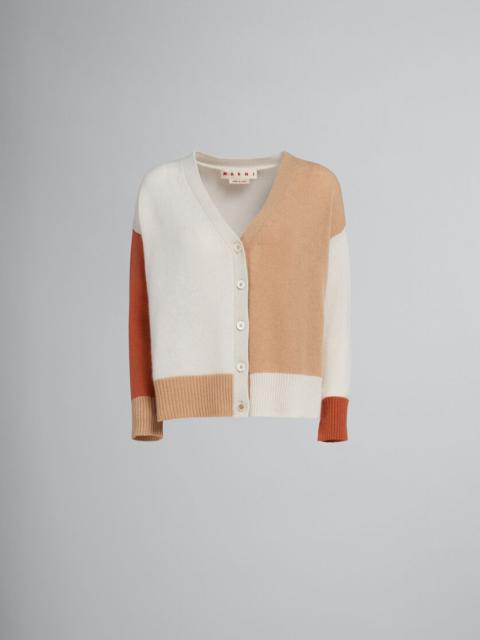 Marni CREAM COLOUR-BLOCK CASHMERE CARDIGAN