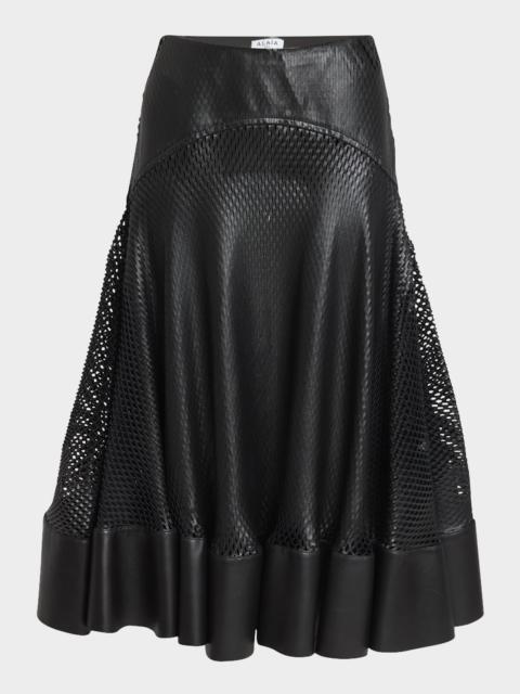 Alaïa Perforated Leather Flare Skirt