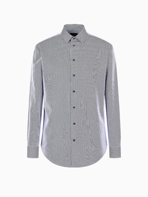 EMPORIO ARMANI Modern-fit, striped twill shirt
