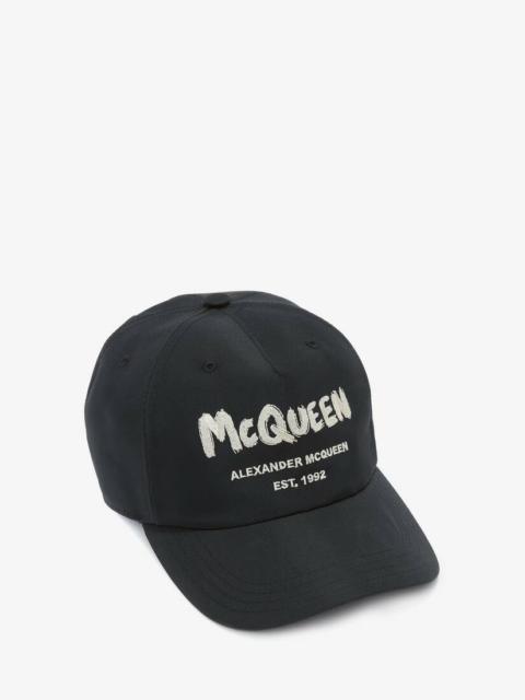 Alexander McQueen Mcqueen Graffiti Baseball Cap in Black/ivory