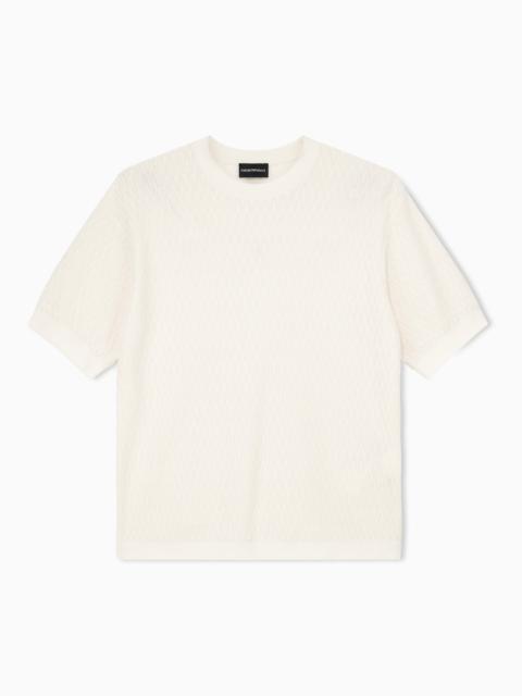 EMPORIO ARMANI CHEVRON JACQUARD KNIT SWEATER