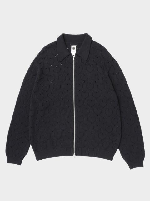vowels Men's Eyelet Knit Zip-Up Blouson
