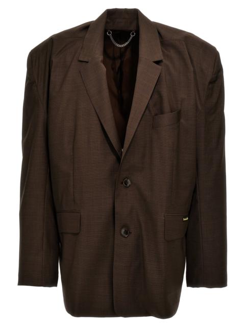 Single-Breasted Houndstooth Blazer Brown