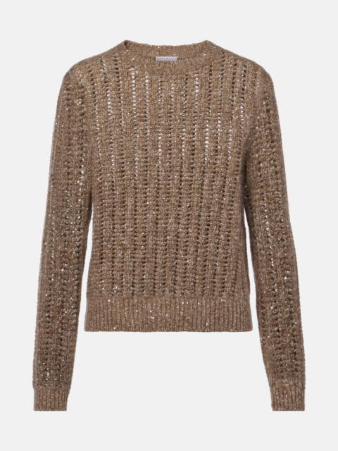 Open-knit sequined sweater