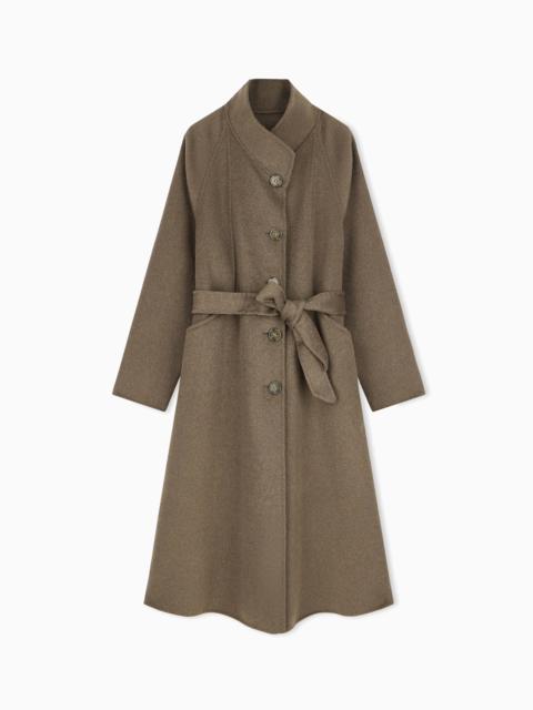EMPORIO ARMANI COAT IN DOUBLE MELANGE VIRGIN WOOL WITH HORN-EFFECT BUTTONS